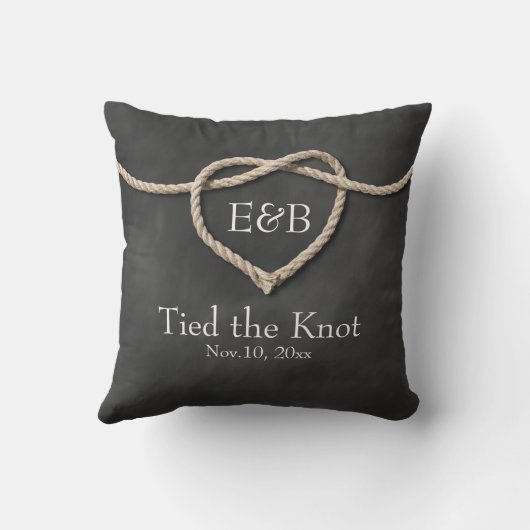 Rustiek Tying the Knot Bruiloft Kussen (Achterkant)