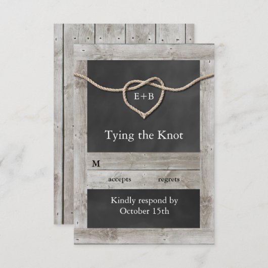 Rustiek Tying the Knot RSVP (Voorkant / Achterkant)