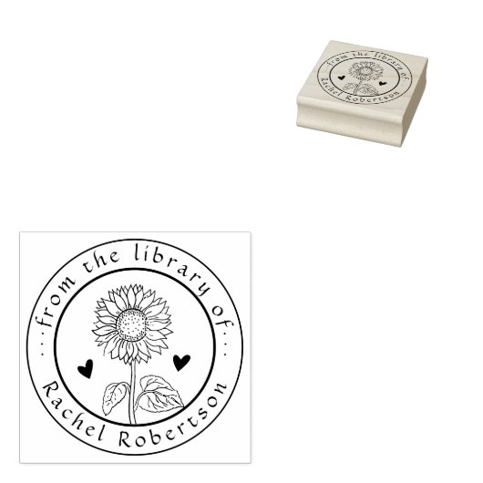 Rustiek uit het LIbrary van Custom Sunflower Book Rubberstempel (Gestempeld)