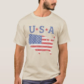 Rustiek USA Kaart Amerikaanse Vlag Patriottisch T-shirt (Voorkant)