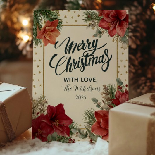 Rustiek Vakantiegroen Vrolijk Kerstfeest Feestdagenkaart