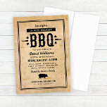 Rustiek Varken Gebraden BBQ Verjaardagsfeest Kaart<br><div class="desc">Casual BBQ / barbecue thema verjaardagsuitnodiging beschikt over een varkensmotief,  stijlvolle aangepaste tekst in westerne en moderne lettertypen,  steraccenten en een kleurenschema van zwart op een neutrale bruine achtergrond met een rustieke linnen papier /  jute textuur.</div>