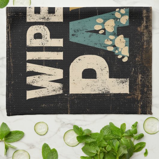 Rustiek "Veeg je poten"-teken met pootafdrukken Theedoek (Gevouwen)