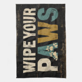 Rustiek "Veeg je poten"-teken met pootafdrukken Theedoek (Verticaal)