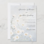 Rustiek veld van Daisies op Bord Blue Wedding Kaart (Voorkant)