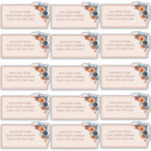 Rustiek Verbrand Sinaasappel & Blauw Bloemen Weddi Sticker (Voorkant)