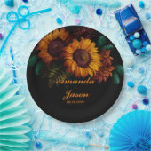 Rustiek verbrand Sinaasappel Bloemen bruiloft Papieren Bordje (Feest)