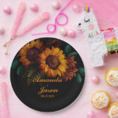 Rustiek verbrand Sinaasappel Bloemen bruiloft Papieren Bordje (Feest)