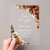 Rustiek Verbrand Sinaasappel Bloemen Bruiloft Save Acryl Uitnodigingen (Insitu (Draagbaar))