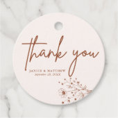 Rustiek Verbrand Sinaasappel Boho Dank u bruiloft Bedankjes Labels (Voorkant)