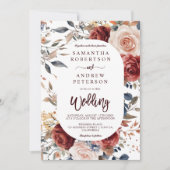 Rustiek Verbrand Sinaasappel Boho Floral Fotobruil Kaart (Voorkant)