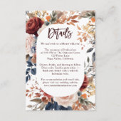 Rustiek Verbrand Sinaasappel Boho Floral Wedding D Informatiekaartje (Voorkant)