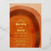 Rustiek Verbrand Sinaasappel Boog Foto Modern Wedd Folie Uitnodiging (Voorkant)