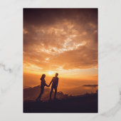 Rustiek Verbrand Sinaasappel Boog Foto Modern Wedd Folie Uitnodiging (Achterkant)