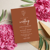 Rustiek Verbrand Sinaasappel Botanicals Wedding Kaart