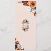 Rustiek Verbrand Sinaasappel en Blauw Wedding Bar  Menu (Achterkant)