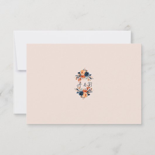 Rustiek Verbrand Sinaasappel en Blauwe Trouwruimte Kaart (Achterkant)