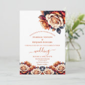 Rustiek verbrand Sinaasappel en marineblauw bruilo Kaart (Staand voorkant)