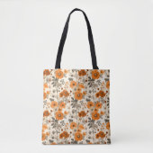 Rustiek Verbrand Sinaasappel Herfst Bloemen patro Tote Bag (Voorkant)