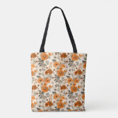 Rustiek Verbrand Sinaasappel Herfst Bloemen patro Tote Bag (Achterkant)