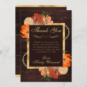 Rustiek Verbrand Sinaasappel Herfst Bloemen Quince Bedankkaart (Voorkant / Achterkant)