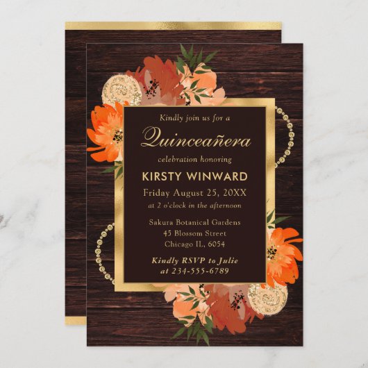 Rustiek Verbrand Sinaasappel Herfst Bloemen Quince Kaart (Voorkant / Achterkant)