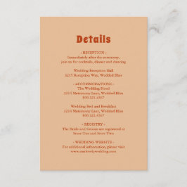 Rustiek Verbrand Sinaasappel Modern Wedding Informatiekaartje