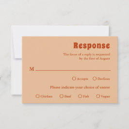 Rustiek Verbrand Sinaasappel Modern Wedding RSVP Kaartje