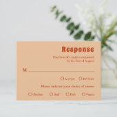 Rustiek Verbrand Sinaasappel Modern Wedding RSVP Kaartje (Staand voorkant)