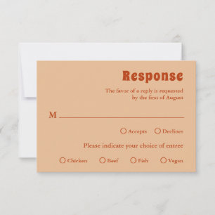 Rustiek Verbrand Sinaasappel Modern Wedding RSVP Kaartje