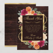 Rustiek Verbrand Sinaasappel Rode Herfst Bloemen H Bedankkaart (Voorkant / Achterkant)