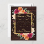 Rustiek Verbrand Sinaasappel Rode Herfst Bloemen Q Briefkaart (Voorkant / Achterkant)