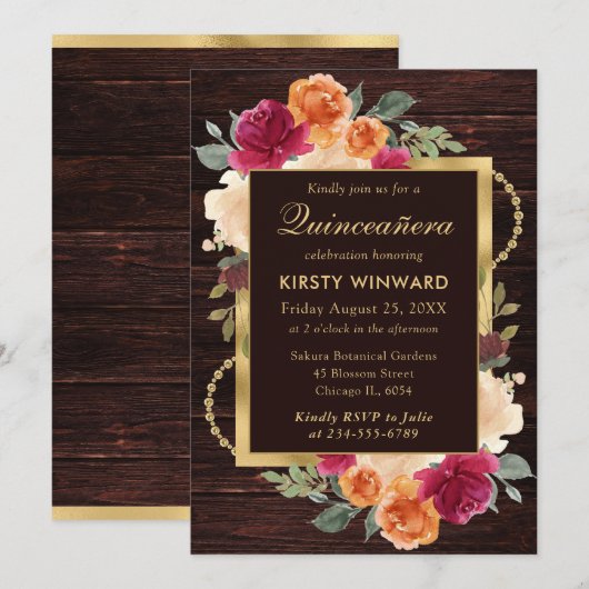 Rustiek Verbrand Sinaasappel Rode Herfst Bloemen Q Kaart (Voorkant / Achterkant)