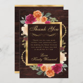 Rustiek Verbrand Sinaasappel Rode Herfst Bloemen S Bedankkaart (Voorkant / Achterkant)