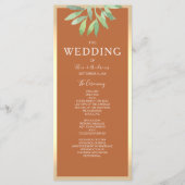 Rustiek Verbrand Sinaasappel Trouwprogramma Programmakaart (Voorkant)