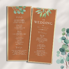 Rustiek Verbrand Sinaasappel Trouwprogramma Programmakaart