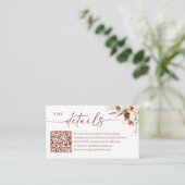 Rustiek Verbrand Sinaasappel Wedding Details QR Co Informatiekaartje (Staand voorkant)