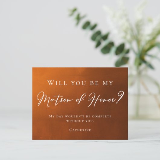 Rustiek verbrand Sinaasappel Wil je mijn matron va Briefkaart (Staand voorkant)