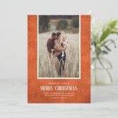 Rustiek Verbrand Sinaasappel Winter Christmas Sing Feestdagenkaart (Staand voorkant)