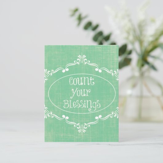 Rustiek verdrietig met Count your Blessings Quote Briefkaart (Staand voorkant)