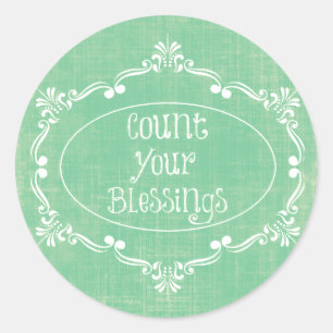Rustiek verdrietig met Count your Blessings Quote Ronde Sticker