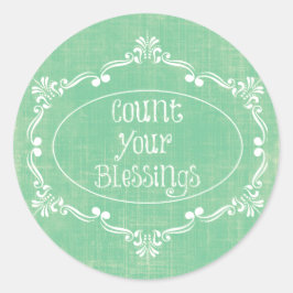 Rustiek verdrietig met Count your Blessings Quote Ronde Sticker