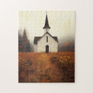 Rustiek verlaten kerkschilderkunst legpuzzel