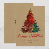 Rustiek verlichte kerstboom Kraft vakantie Feestdagenkaart (Voorkant / Achterkant)