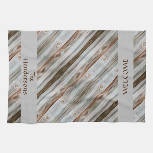 Rustiek verouderd hout bruin en grijs theedoek (Horizontaal)