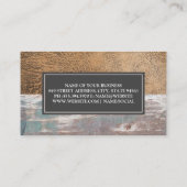 rustiek versleten hout | oud bruin leer afsprakenkaartje (Achterkant)