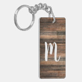 Rustiek verweerd hout bruin schuur Country Chic Sleutelhanger (Voorkant Links)