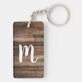 Rustiek verweerd hout bruin schuur Country Chic Sleutelhanger (achterkant)