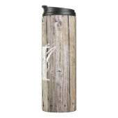 Rustiek verweerd hout chique monogram thermosbeker (Geroteerd rechts)
