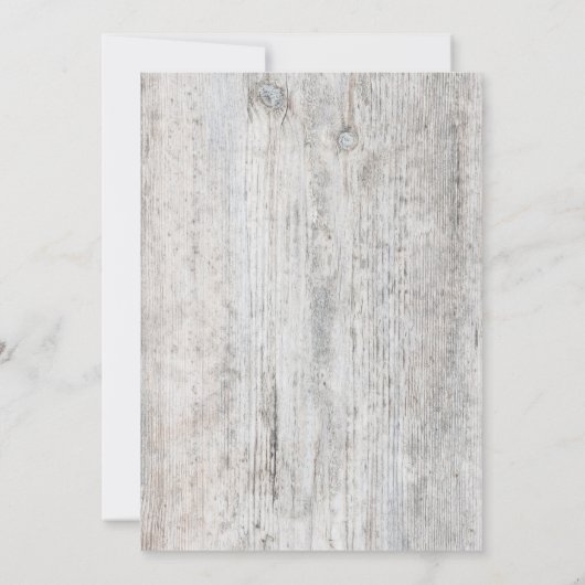Rustiek Verweerd Hout Elegante Typografie Bruiloft Kaart (Achterkant)